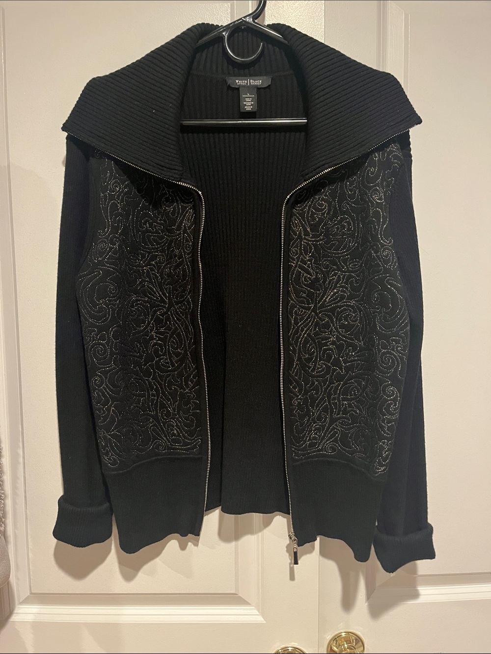 White House Black Market Zip-Front Knit Jacket